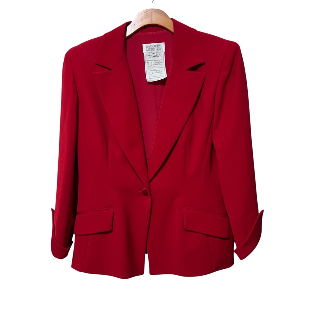 Badgley Mischka Blazer 14 Red Jacket Heritage Classic Career Office Siren Fall